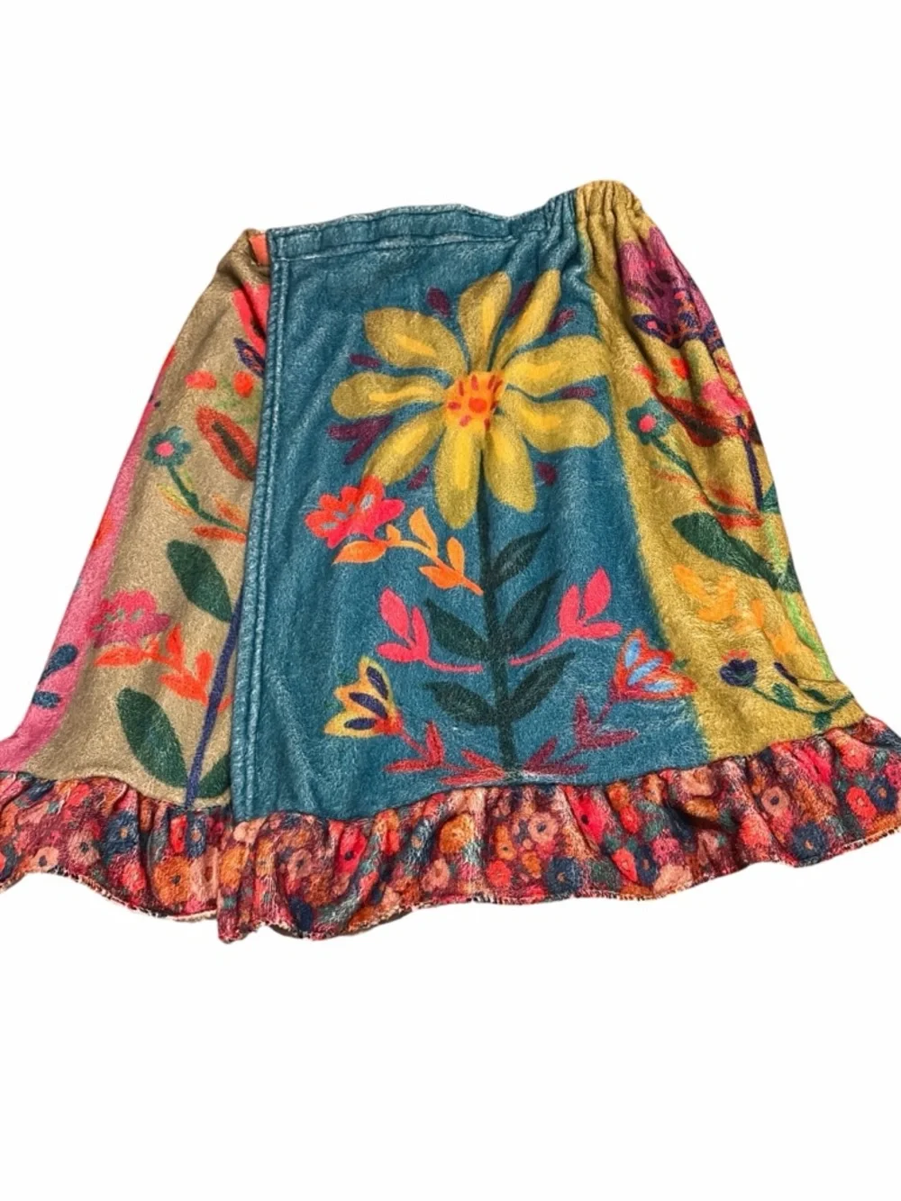 Natural Life Vibrant Floral Turquoise Wrap Towel Dress - Picture 3 of 3